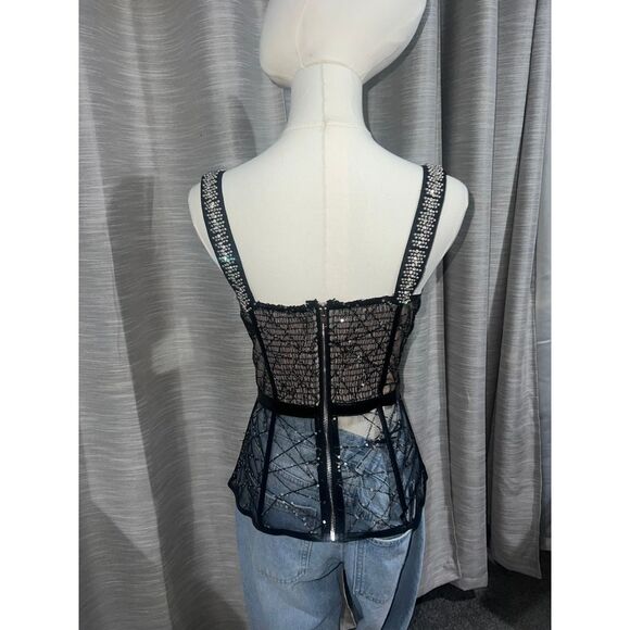 AKIRA Black and Nude Embellished Tank Top - Picture 3 of 4